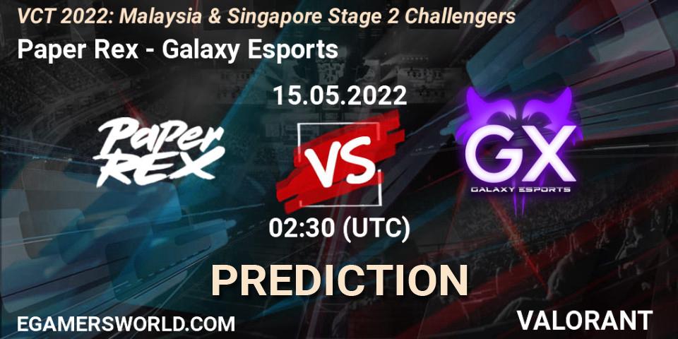 Paper Rex - Galaxy Esports: прогноз. 15.05.2022 at 02:30, VALORANT, VCT 2022: Malaysia & Singapore Stage 2 Challengers