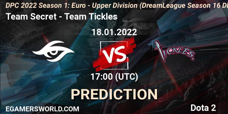 Team Secret - Team Tickles: прогноз. 18.01.22, Dota 2, DPC 2022 Season 1: Euro - Upper Division (DreamLeague Season 16 DPC WEU)