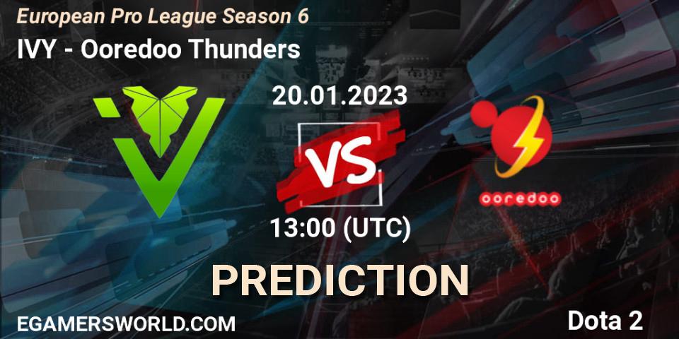 IVY - Ooredoo Thunders: прогноз. 20.01.2023 at 14:06, Dota 2, European Pro League Season 6