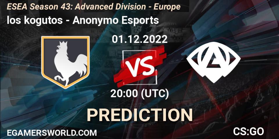 los kogutos - Anonymo Esports: прогноз. 01.12.22, CS2 (CS:GO), ESEA Season 43: Advanced Division - Europe