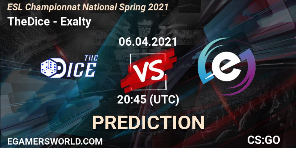 TheDice - Exalty: прогноз. 06.04.2021 at 19:45, Counter-Strike (CS2), ESL Championnat National Spring 2021