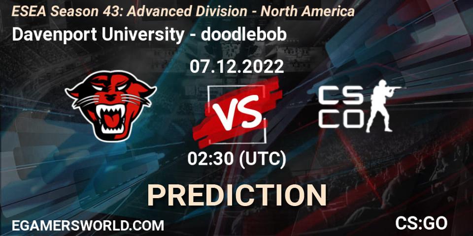 Davenport University - doodlebob: прогноз. 07.12.22, CS2 (CS:GO), ESEA Season 43: Advanced Division - North America