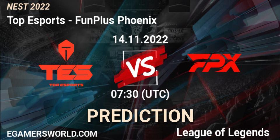 Top Esports - FunPlus Phoenix: прогноз. 14.11.2022 at 08:00, LoL, NEST 2022