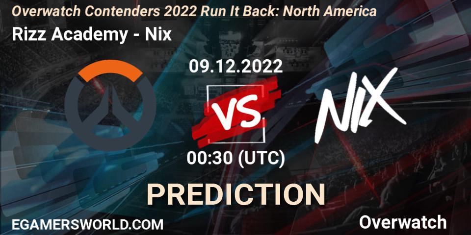 Rizz Academy - Nix: прогноз. 09.12.2022 at 00:30, Overwatch, Overwatch Contenders 2022 Run It Back: North America