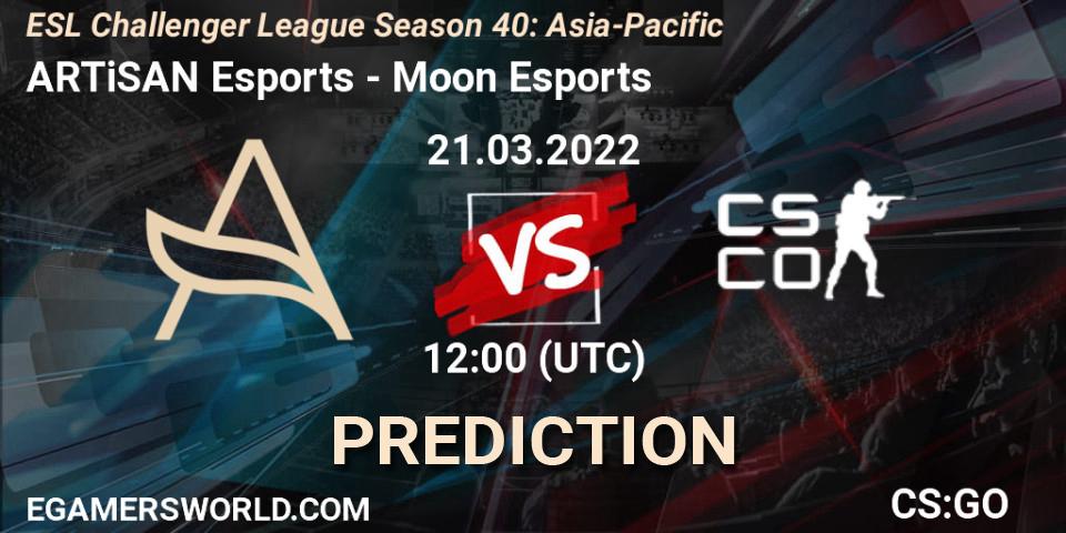 ARTiSAN Esports - Moon Esports: прогноз. 21.03.2022 at 12:00, Counter-Strike (CS2), ESL Challenger League Season 40: Asia-Pacific