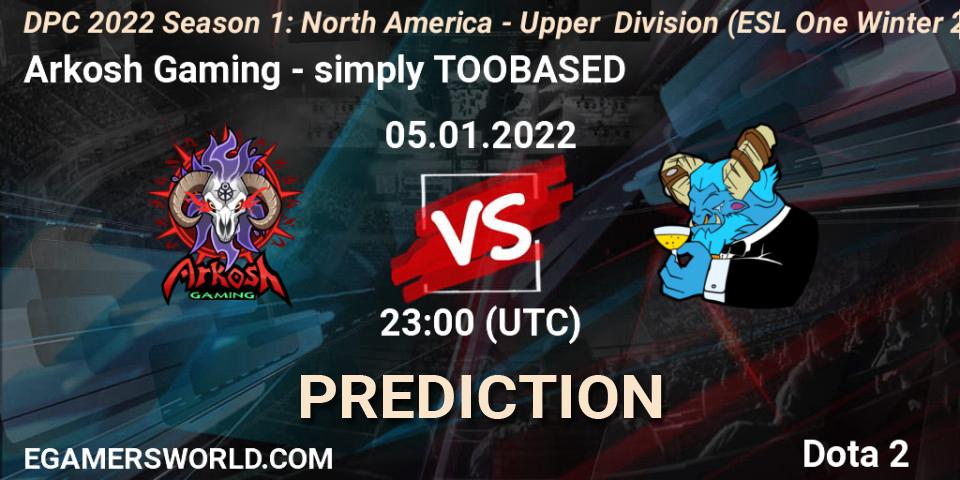 Arkosh Gaming - simply TOOBASED: прогноз. 06.01.2022 at 00:13, Dota 2, DPC 2022 Season 1: North America - Upper Division (ESL One Winter 2021)