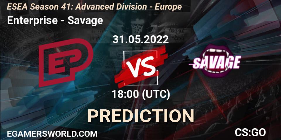 Enterprise - Savage: прогноз. 31.05.2022 at 18:00, Counter-Strike (CS2), ESEA Season 41: Advanced Division - Europe
