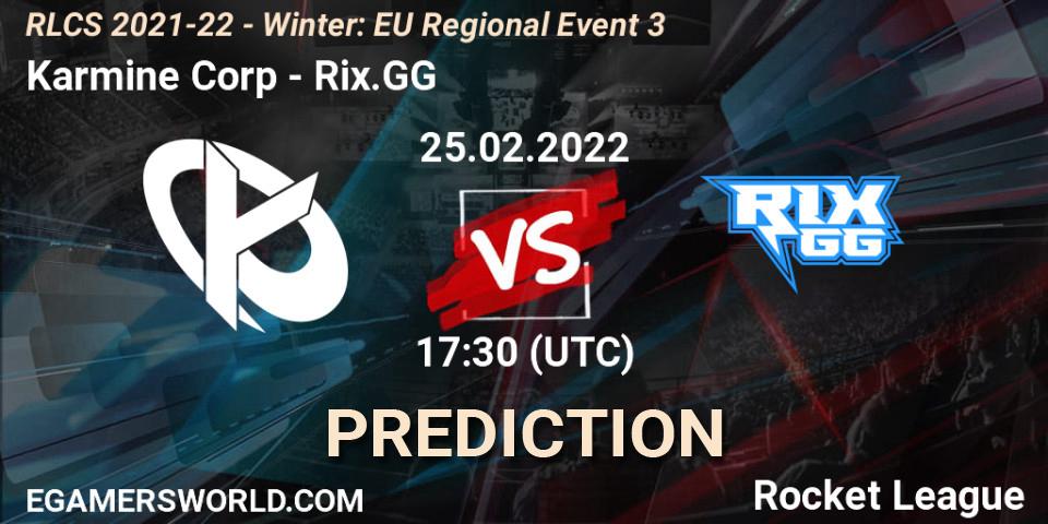 Karmine Corp - Rix.GG: прогноз. 25.02.22, Rocket League, RLCS 2021-22 - Winter: EU Regional Event 3