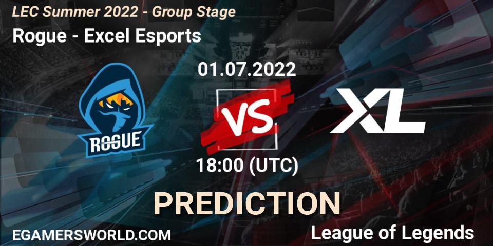 Rogue - Excel Esports: прогноз. 01.07.2022 at 18:00, LoL, LEC Summer 2022 - Group Stage