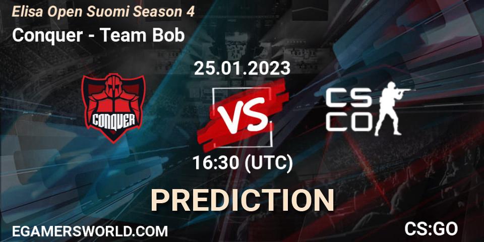 Conquer - Team Bob: прогноз. 25.01.23, CS2 (CS:GO), Elisa Open Suomi Season 4