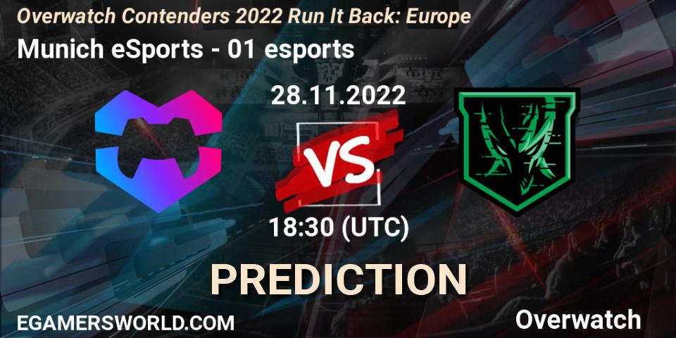 Munich eSports - 01 esports: прогноз. 30.11.2022 at 18:30, Overwatch, Overwatch Contenders 2022 Run It Back: Europe