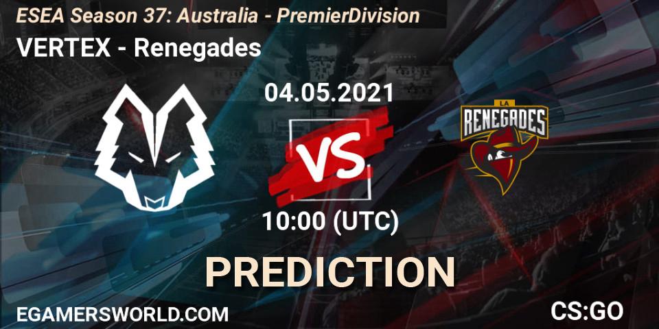 VERTEX - Renegades: прогноз. 04.05.2021 at 10:00, Counter-Strike (CS2), ESEA Season 37: Australia - Premier Division