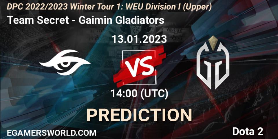 Team Secret - Gaimin Gladiators: прогноз. 13.01.2023 at 13:55, Dota 2, DPC 2022/2023 Winter Tour 1: WEU Division I (Upper)