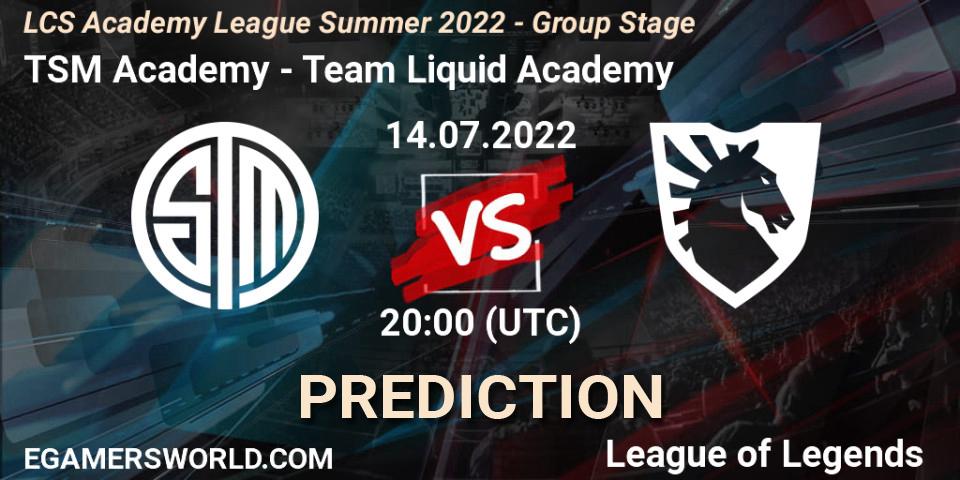 TSM Academy - Team Liquid Academy: прогноз. 14.07.2022 at 20:00, LoL, LCS Academy League Summer 2022 - Group Stage