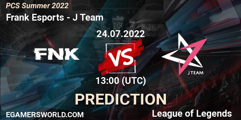 Frank Esports - J Team: прогноз. 24.07.22, LoL, PCS Summer 2022