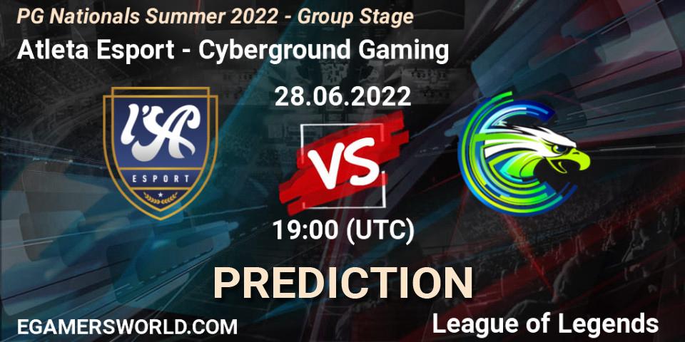 Atleta Esport - Cyberground Gaming: прогноз. 28.06.2022 at 19:00, LoL, PG Nationals Summer 2022 - Group Stage