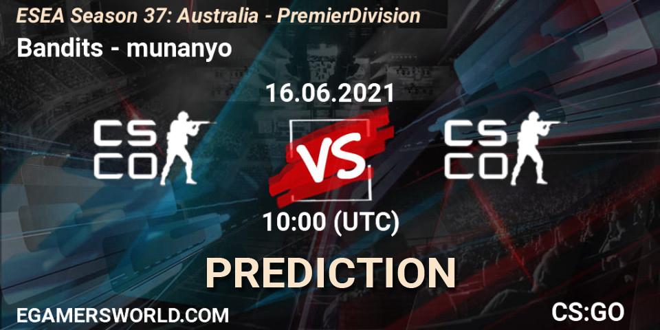 Bandits - munanyo: прогноз. 16.06.2021 at 10:00, Counter-Strike (CS2), ESEA Season 37: Australia - Premier Division