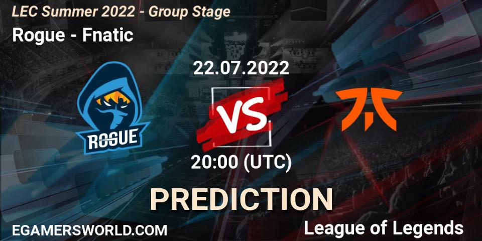 Rogue - Fnatic: прогноз. 22.07.22, LoL, LEC Summer 2022 - Group Stage