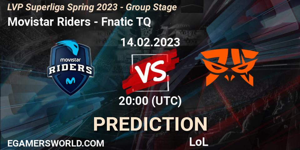 Movistar Riders - Fnatic TQ: прогноз. 14.02.2023 at 21:00, LoL, LVP Superliga Spring 2023 - Group Stage
