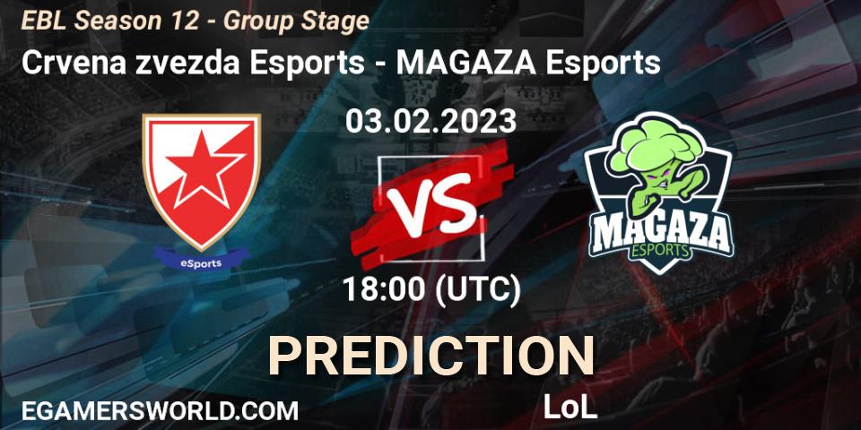 Crvena zvezda Esports - MAGAZA Esports: прогноз. 03.02.2023 at 18:00, LoL, EBL Season 12 - Group Stage