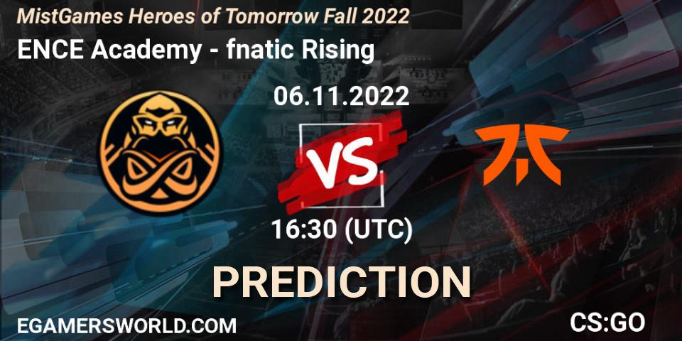 ENCE Academy - fnatic Rising: прогноз. 06.11.2022 at 16:30, Counter-Strike (CS2), MistGames Heroes of Tomorrow Fall 2022