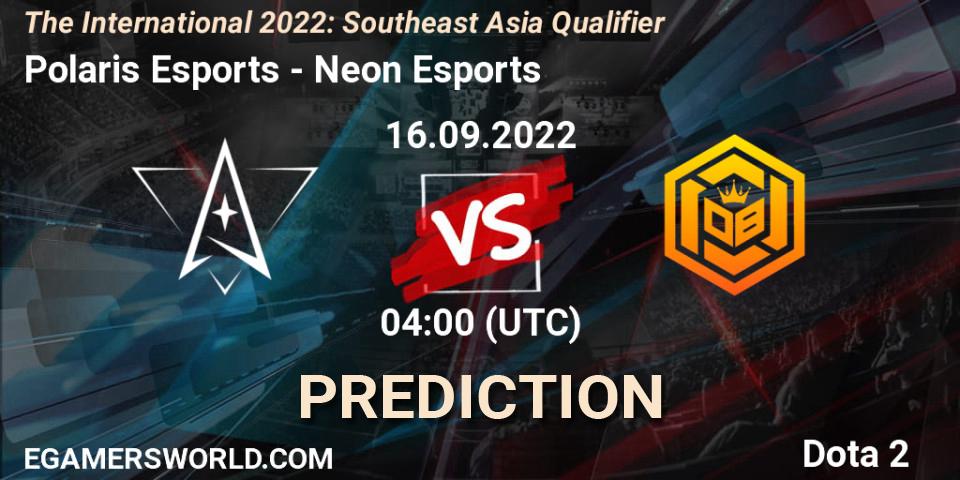 Polaris Esports - Neon Esports: прогноз. 16.09.2022 at 04:03, Dota 2, The International 2022: Southeast Asia Qualifier
