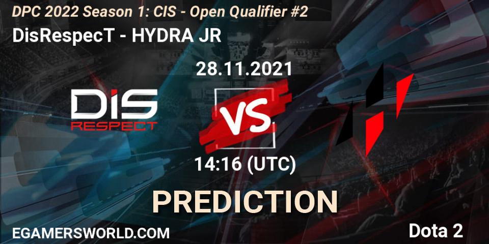 DisRespecT - HYDRA JR: прогноз. 28.11.2021 at 14:16, Dota 2, DPC 2022 Season 1: CIS - Open Qualifier #2