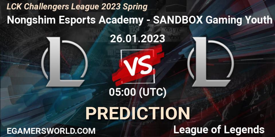 Nongshim Esports Academy - SANDBOX Gaming Youth: прогноз. 26.01.2023 at 05:00, LoL, LCK Challengers League 2023 Spring