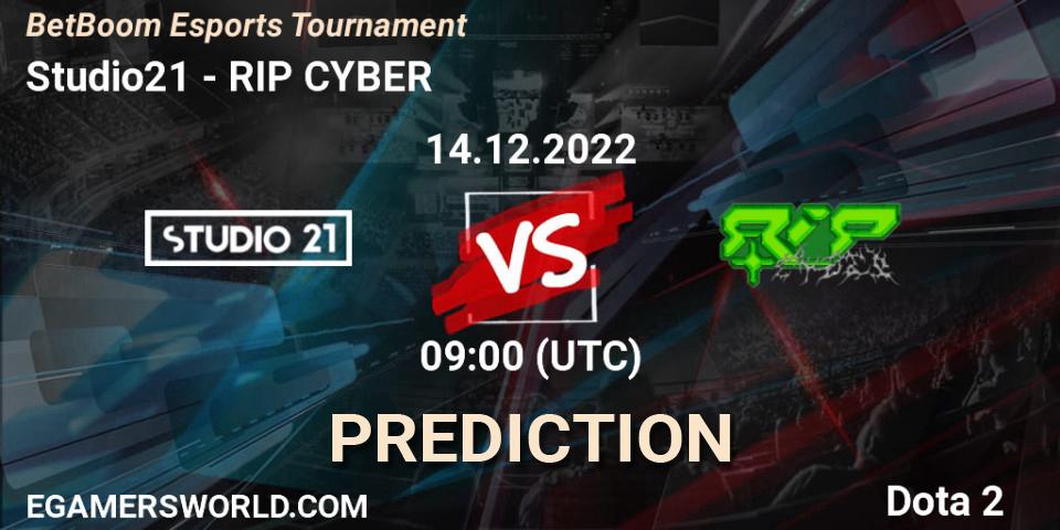 Studio21 - RIP CYBER: прогноз. 14.12.2022 at 15:30, Dota 2, BetBoom Esports Tournament