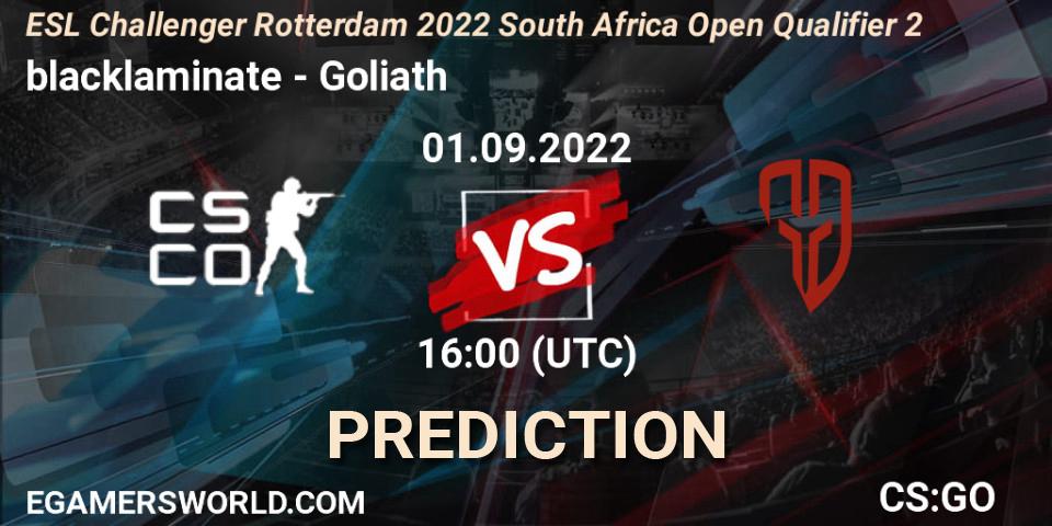 blacklaminate - Goliath: прогноз. 01.09.2022 at 16:00, Counter-Strike (CS2), ESL Challenger Rotterdam 2022 South Africa Open Qualifier 2