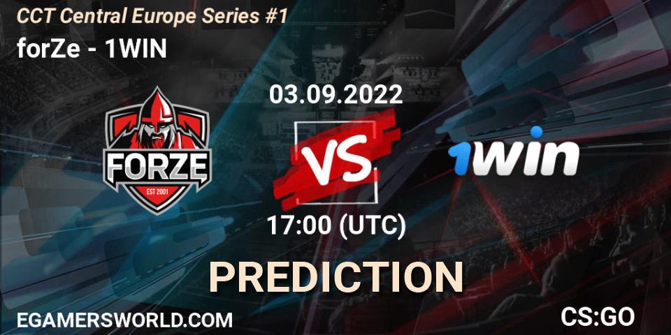 forZe - 1WIN: прогноз. 03.09.2022 at 17:40, Counter-Strike (CS2), CCT Central Europe Series #1