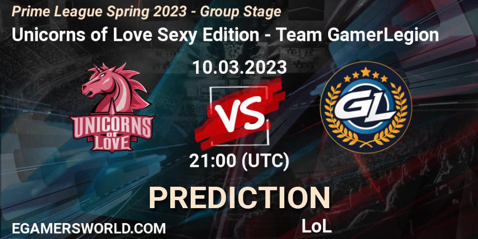 Unicorns of Love Sexy Edition - Team GamerLegion: прогноз. 10.03.2023 at 20:00, LoL, Prime League Spring 2023 - Group Stage