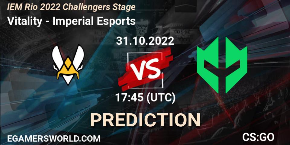 Vitality - Imperial Esports: прогноз. 31.10.2022 at 18:10, Counter-Strike (CS2), IEM Rio 2022 Challengers Stage