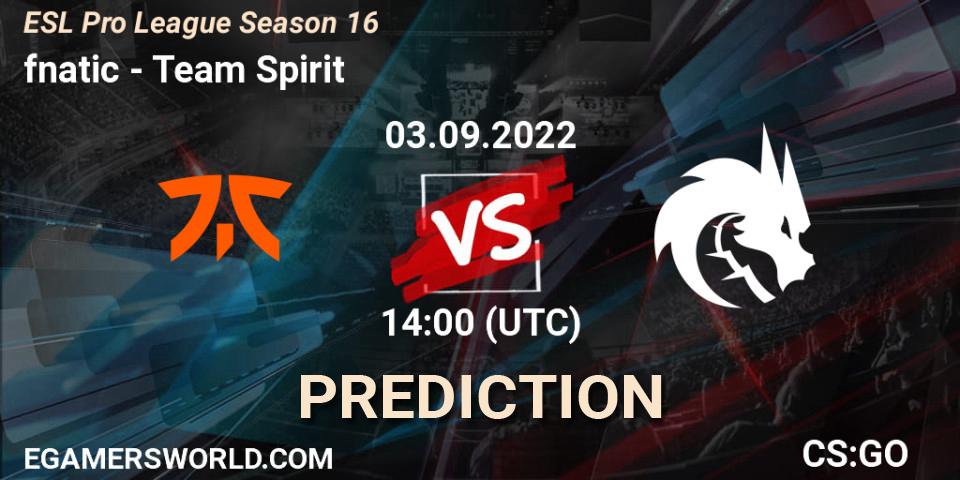 fnatic - Team Spirit: прогноз. 03.09.22, CS2 (CS:GO), ESL Pro League Season 16