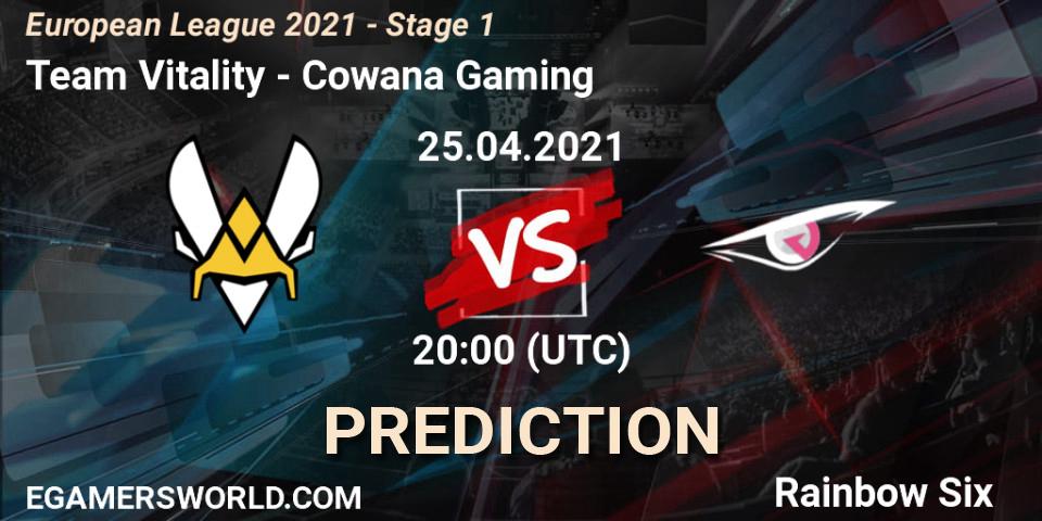 Team Vitality - Cowana Gaming: прогноз. 25.04.2021 at 19:00, Rainbow Six, European League 2021 - Stage 1