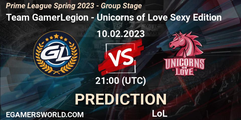 Team GamerLegion - Unicorns of Love Sexy Edition: прогноз. 10.02.2023 at 17:00, LoL, Prime League Spring 2023 - Group Stage
