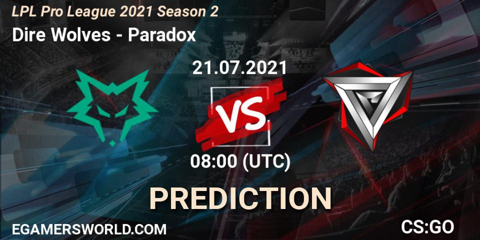 Dire Wolves - Paradox: прогноз. 21.07.2021 at 08:00, Counter-Strike (CS2), LPL Pro League 2021 Season 2