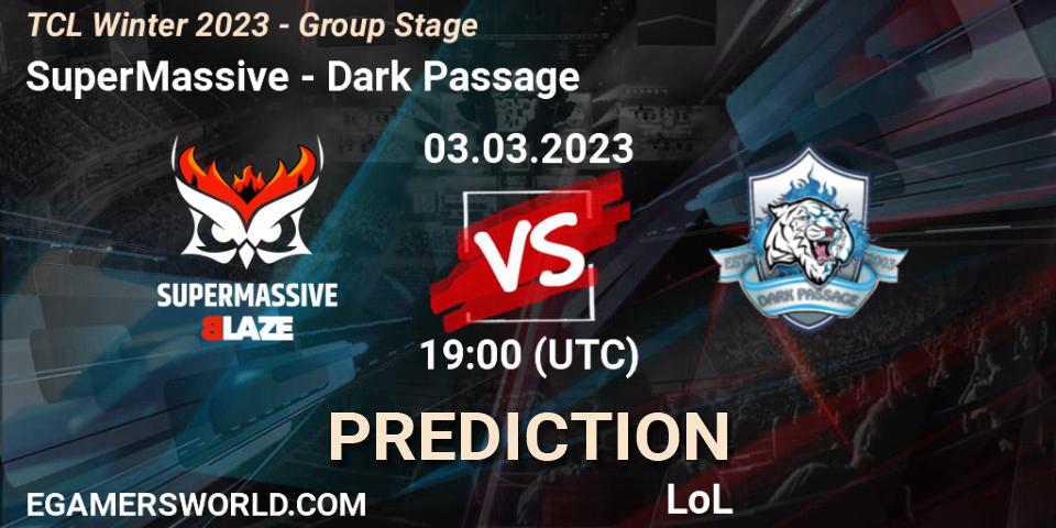 SuperMassive - Dark Passage: прогноз. 10.03.23, LoL, TCL Winter 2023 - Group Stage