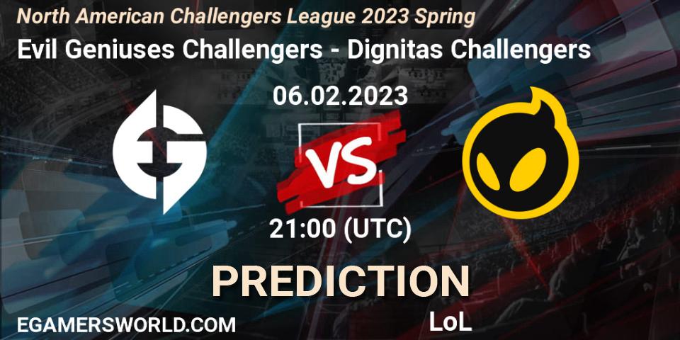 Evil Geniuses Challengers - Dignitas Challengers: прогноз. 06.02.23, LoL, NACL 2023 Spring - Group Stage