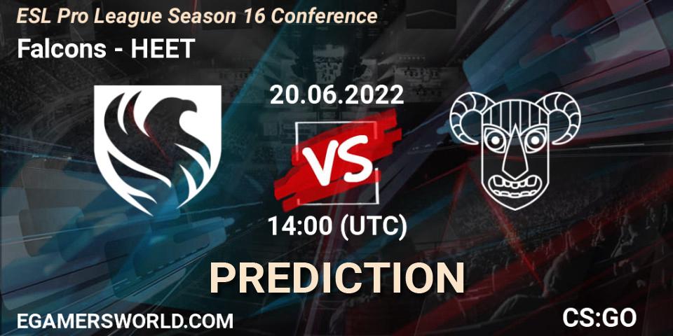 Falcons - HEET: прогноз. 20.06.2022 at 14:00, Counter-Strike (CS2), ESL Pro League Season 16 Conference