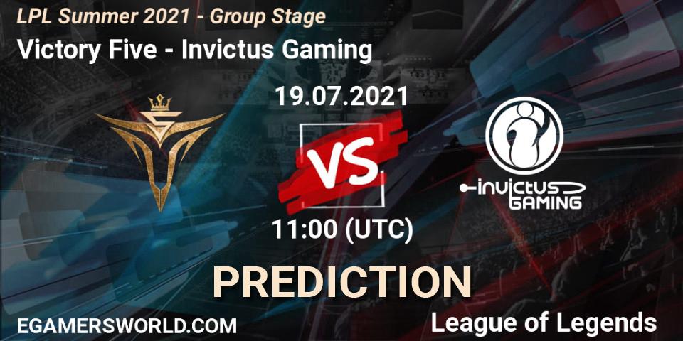 Victory Five - Invictus Gaming: прогноз. 19.07.2021 at 11:00, LoL, LPL Summer 2021 - Group Stage