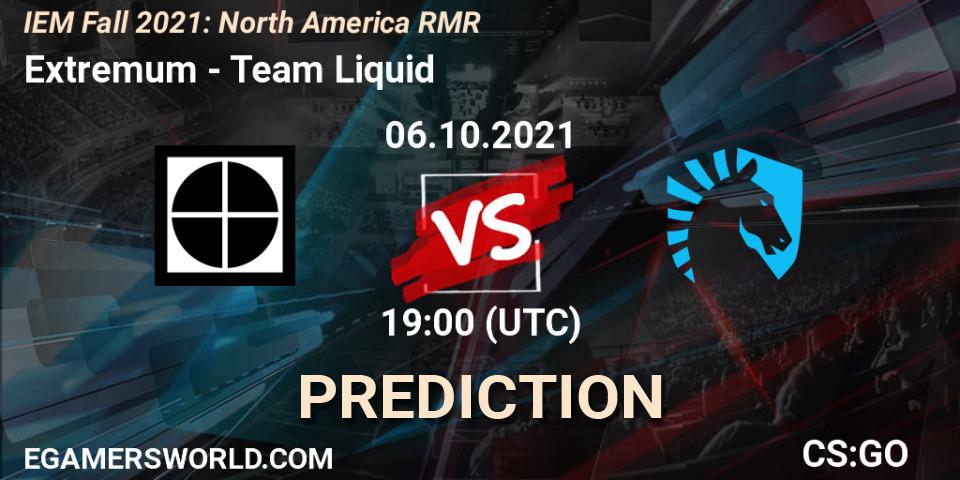 Extremum - Team Liquid: прогноз. 06.10.2021 at 19:00, Counter-Strike (CS2), IEM Fall 2021: North America RMR