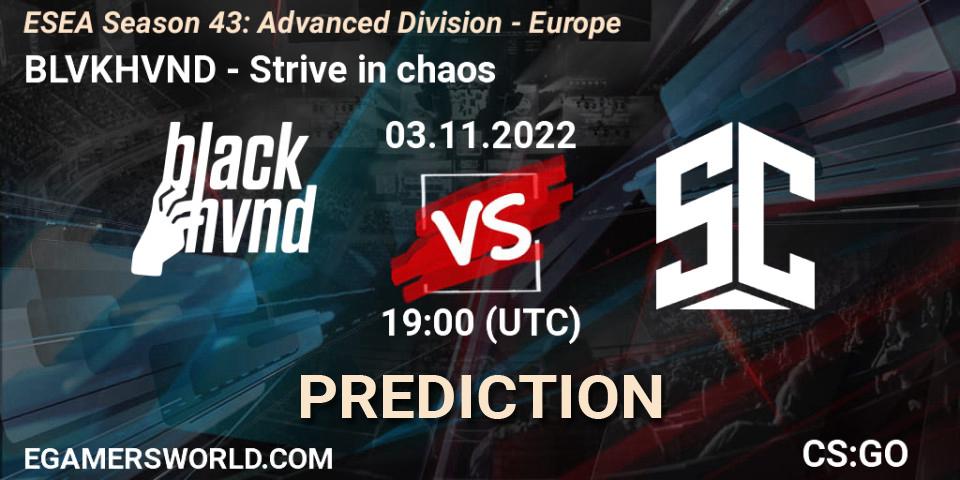 BLVKHVND - Strive in chaos: прогноз. 03.11.2022 at 19:00, Counter-Strike (CS2), ESEA Season 43: Advanced Division - Europe