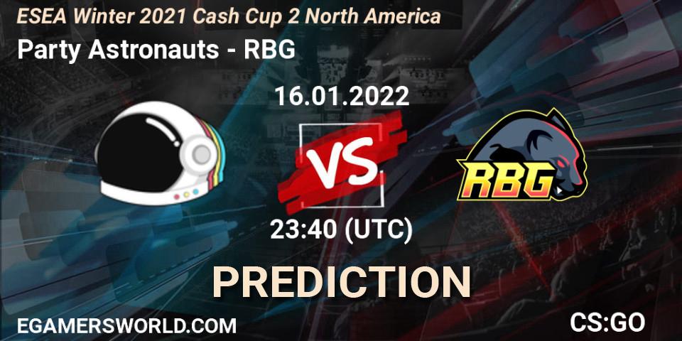Party Astronauts - RBG: прогноз. 16.01.22, CS2 (CS:GO), ESEA Winter 2021 Cash Cup 2 North America
