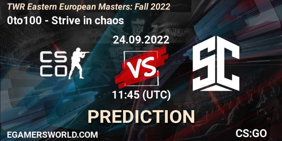 0to100 - Strive in chaos: прогноз. 24.09.2022 at 12:00, Counter-Strike (CS2), TWR Eastern European Masters: Fall 2022