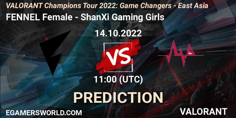 FENNEL Female - ShanXi Gaming Girls: прогноз. 14.10.2022 at 12:30, VALORANT, VCT 2022: Game Changers - East Asia