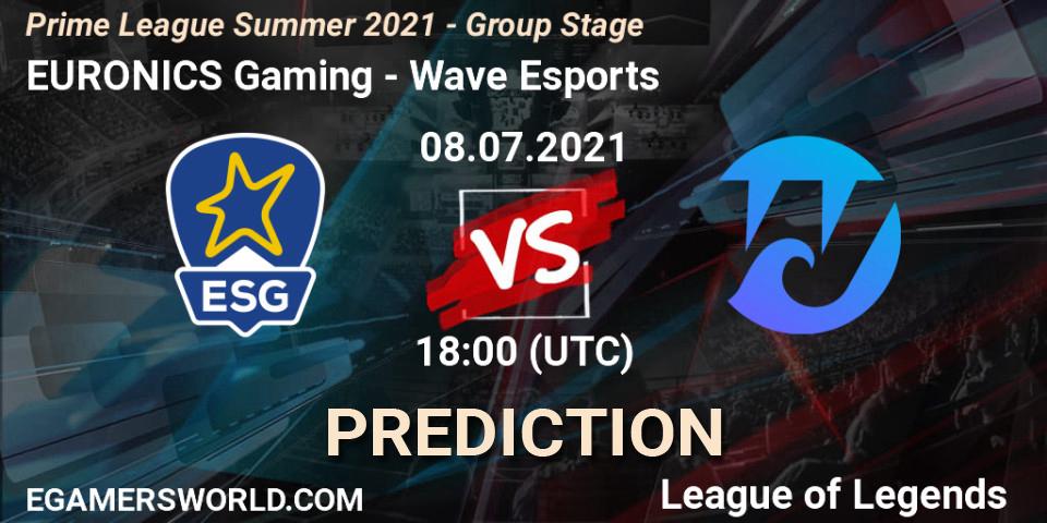 EURONICS Gaming - Wave Esports: прогноз. 08.07.21, LoL, Prime League Summer 2021 - Group Stage