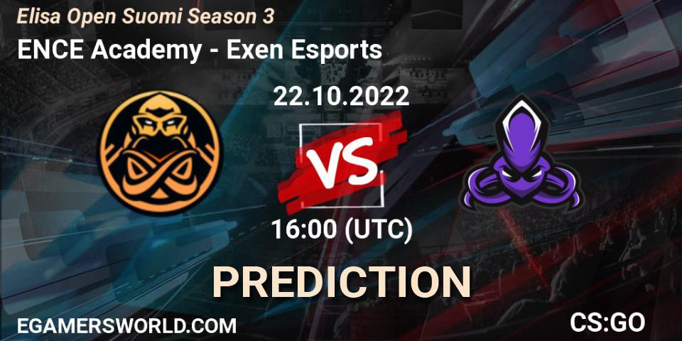 ENCE Academy - Exen Esports: прогноз. 22.10.2022 at 16:00, Counter-Strike (CS2), Elisa Open Suomi Season 3
