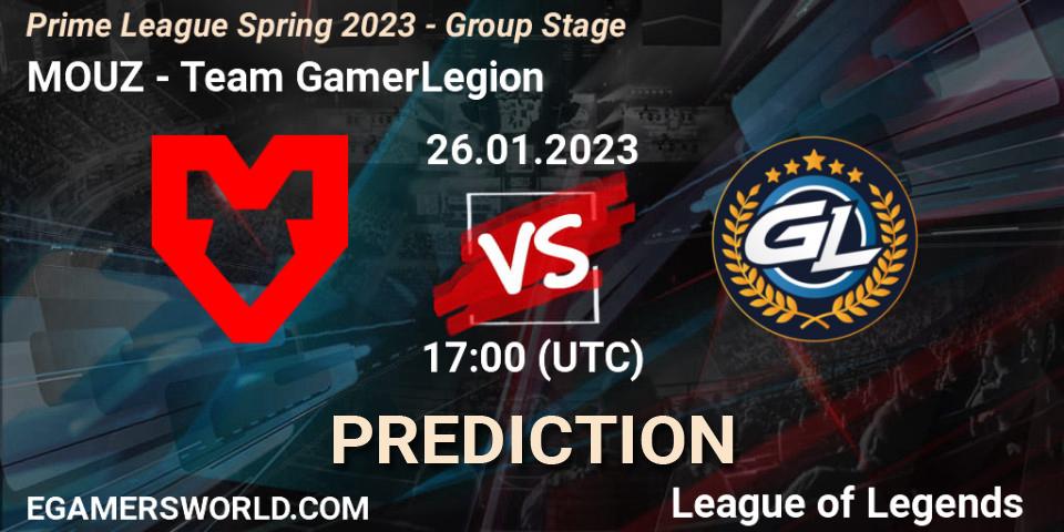 MOUZ - Team GamerLegion: прогноз. 26.01.2023 at 20:00, LoL, Prime League Spring 2023 - Group Stage