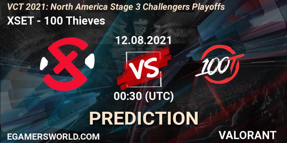 XSET - 100 Thieves: прогноз. 12.08.2021 at 00:30, VALORANT, VCT 2021: North America Stage 3 Challengers Playoffs